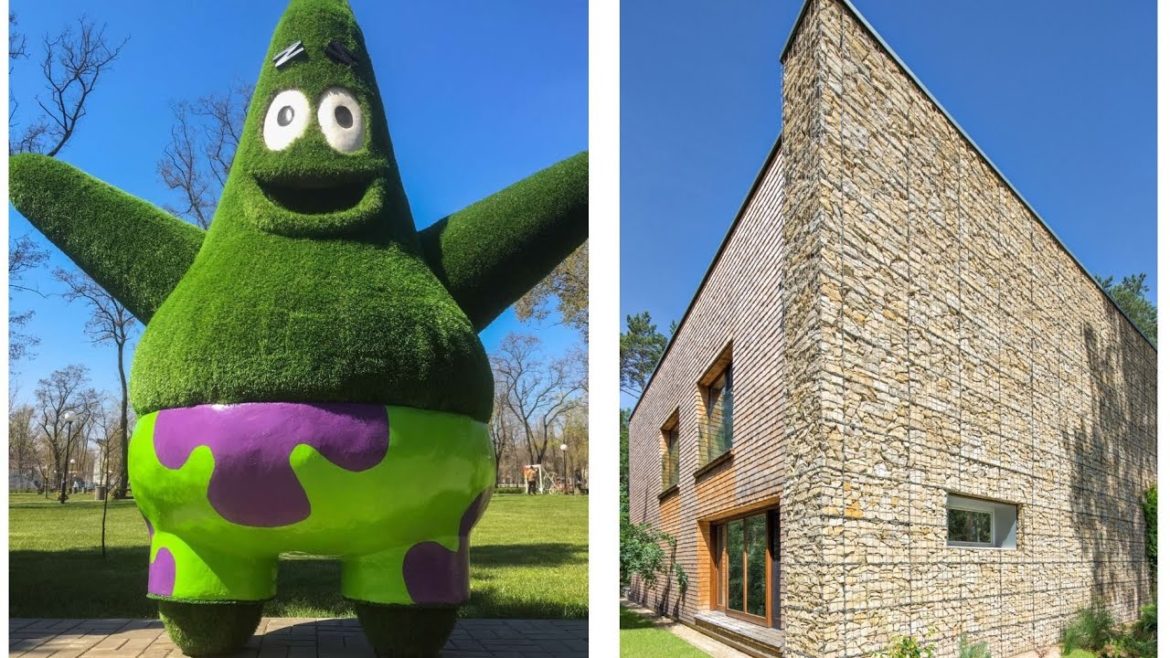 Interesting garden ideas in landscape design! Hedges! Gabion! Topiary! Small backyards!