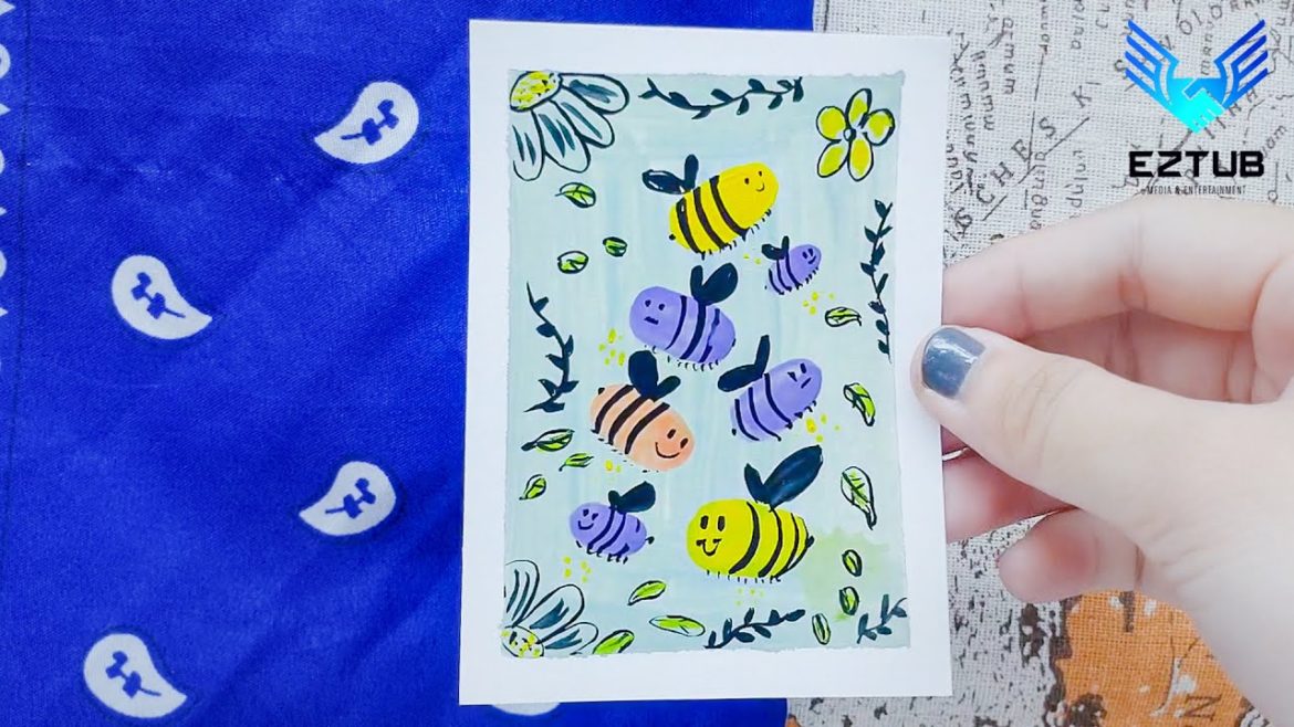 How to blend color to draw cute bees in the garden | Drawing funny cute bees How to blend color to draw cute bees in the garden | Drawing funny cute bees