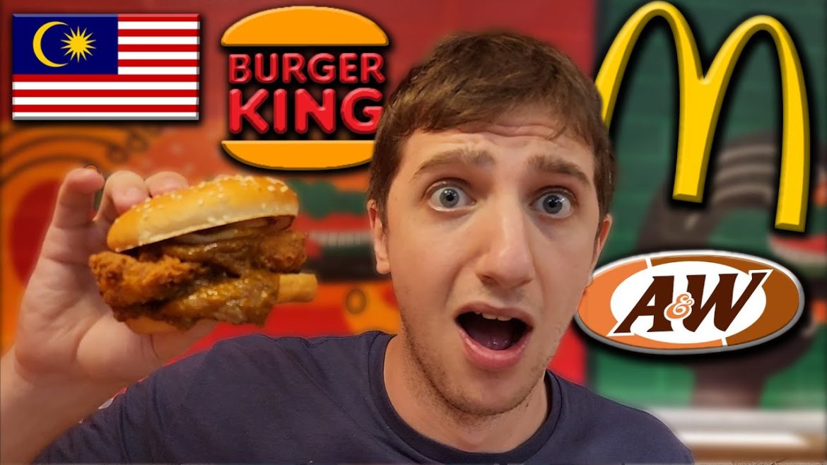 Trying American FAST FOOD Chains in Malaysia! | Rendang Burger, Nasi Lemak & MORE! 🇲🇾