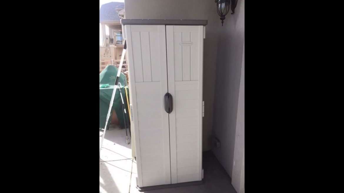 Suncast Vertical Tool Shed - Outdoor Storage Shed for Backyards and Patios - 20 Cubic Feet Capacity