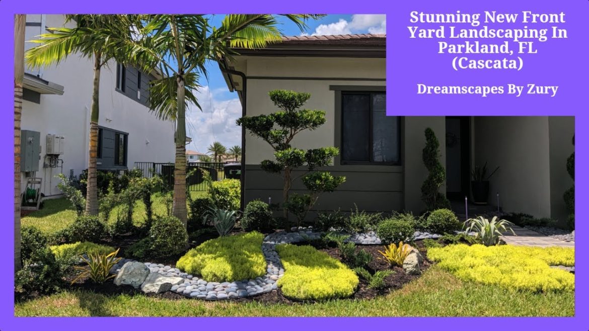 Stunning New Front Yard Landscaping In Parkland, FL Cascata