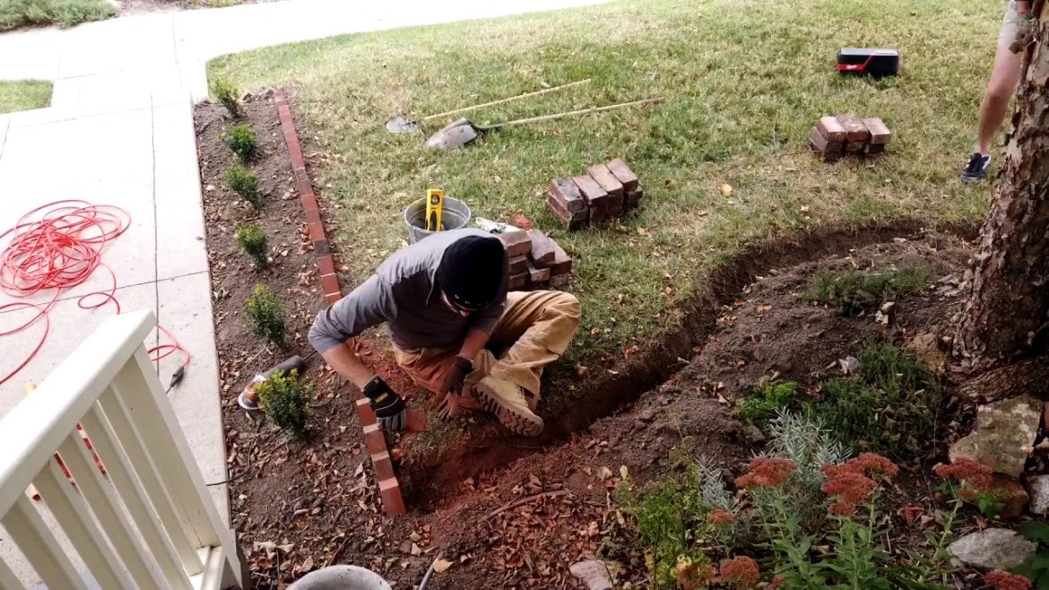 Angled Brick Edging In Front Yard Time Lapse Angled Brick Edging In Front Yard Time Lapse