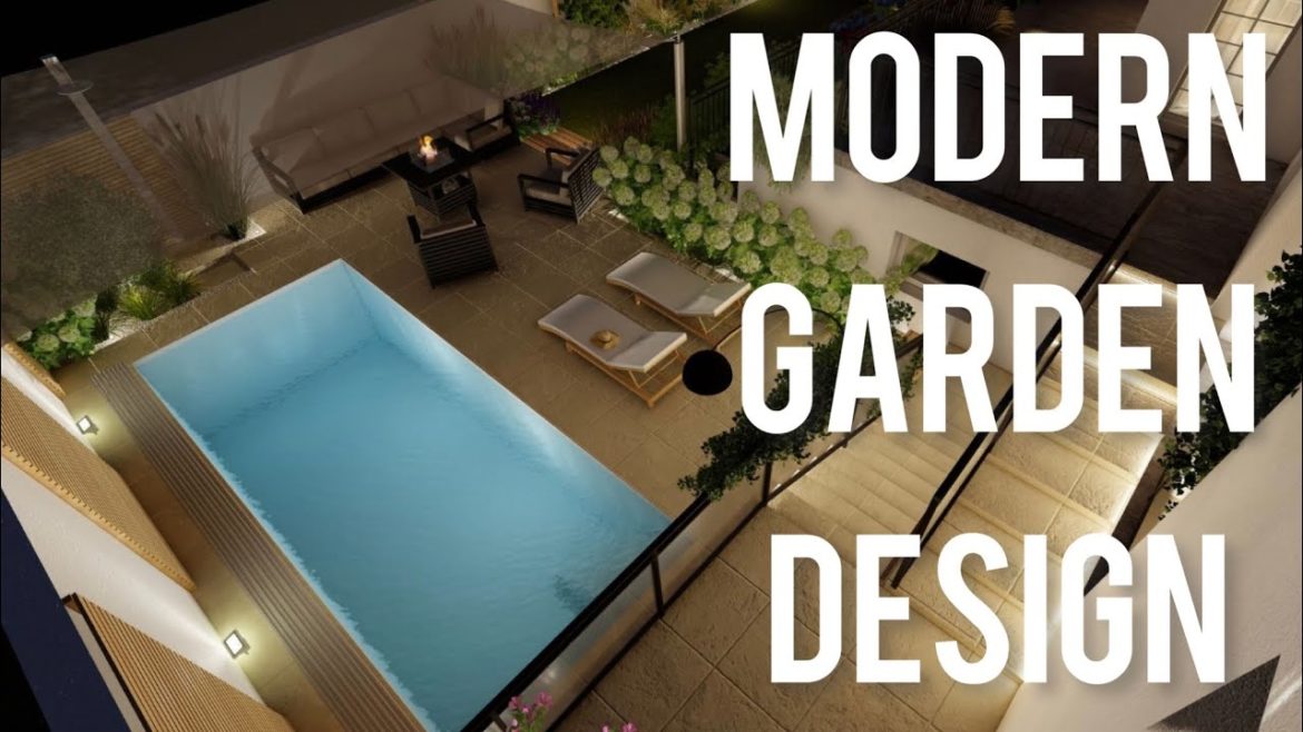 HILLSIDE Small Garden Design with POOL / Garden Transformation / Garden Design on SketchUp