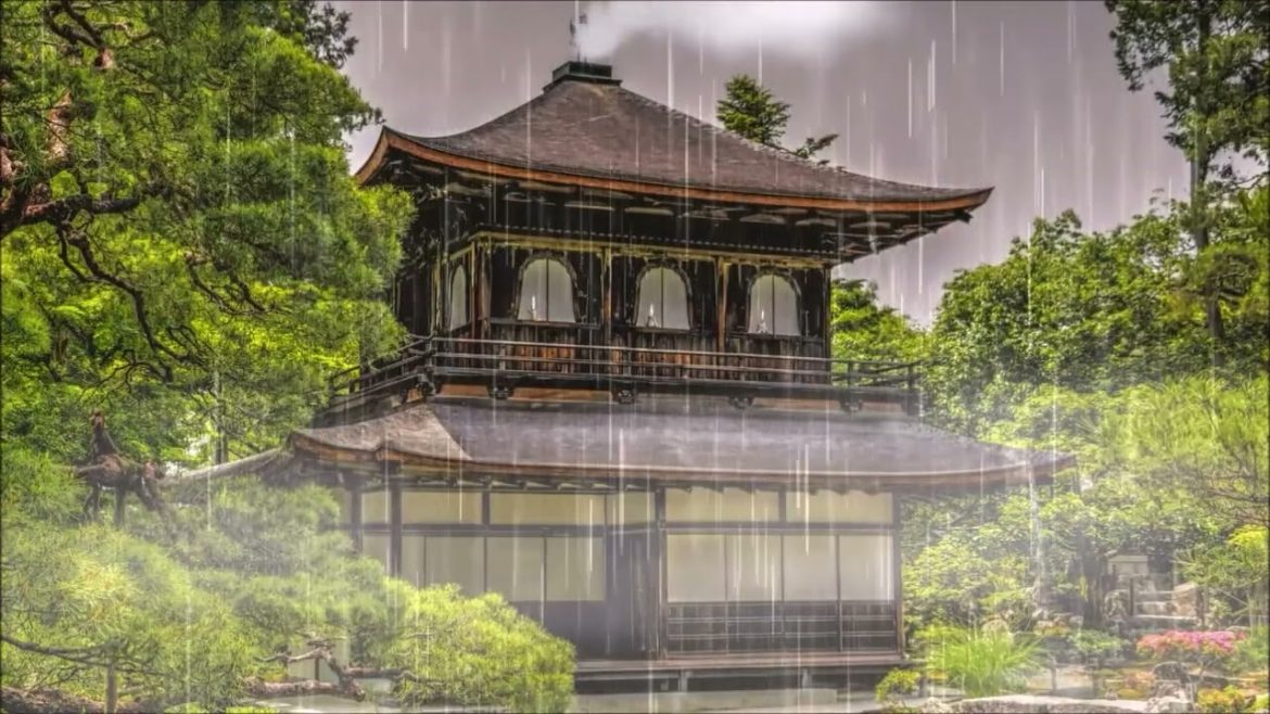 Zen Garden Japanese Temple Rainy Meditation | Autumn Ambience