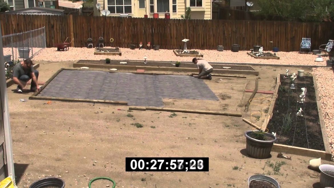 Backyard landscape timber & weed screen Time Lapse