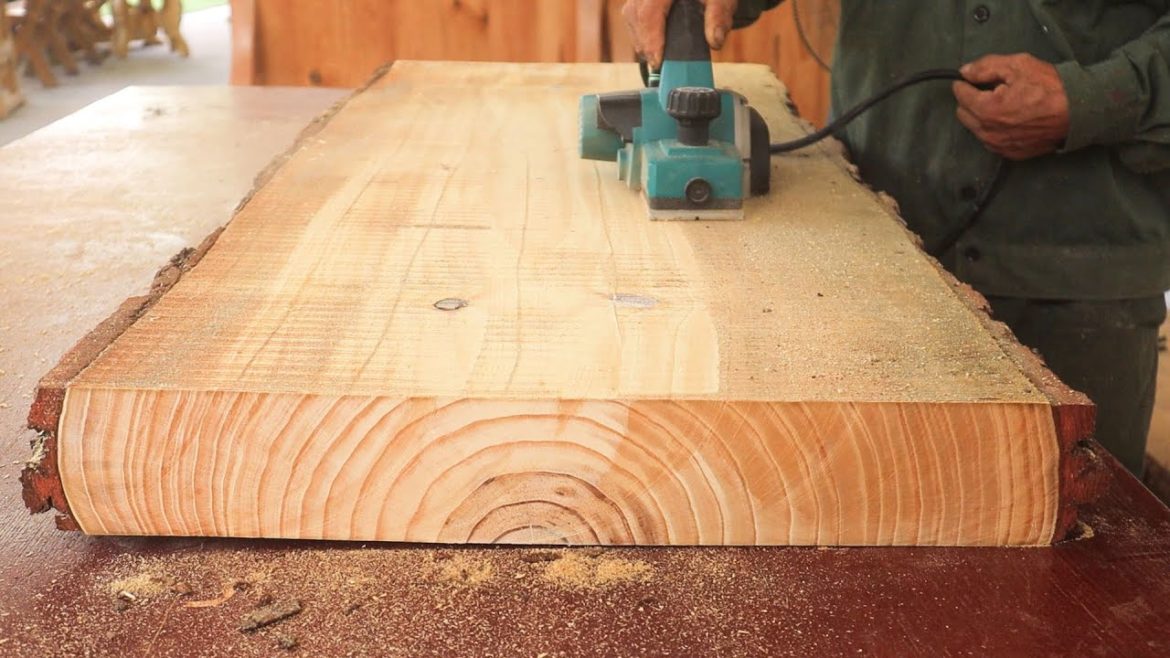 Tv Stand With An Impressive Design From Large Solid Wood _ Unprecedented Solid Woodworking Ideas