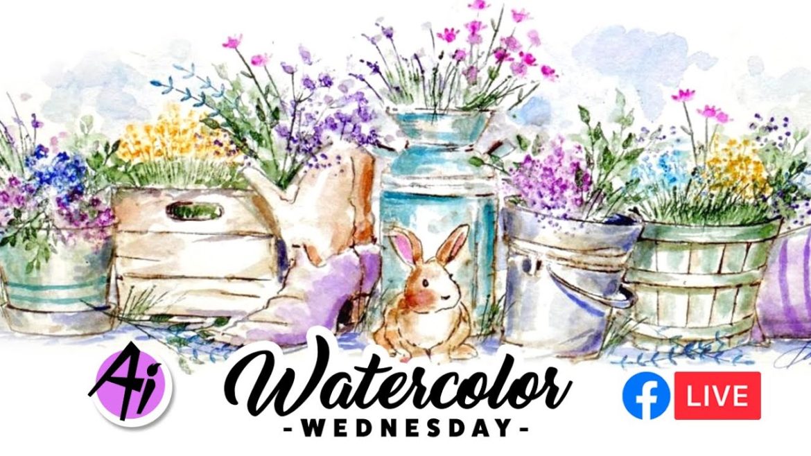 Ai Watercolor - Slimline Country Container Garden