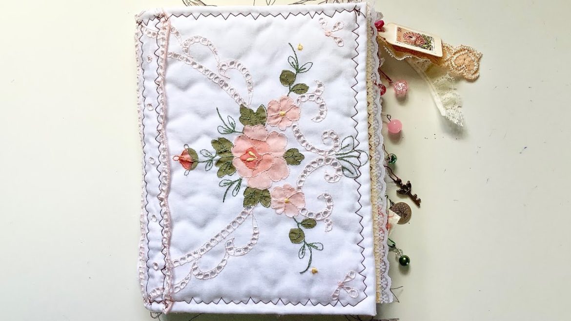 Floral garden fabric charm journal