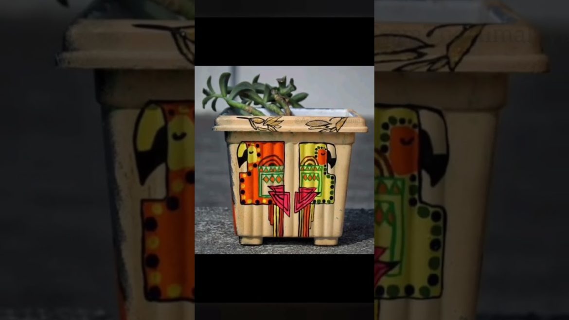 Diy Painting on Pot😍 Love bird #art #painting #pot #garden #art #artwork #shorts #youtubeshorts