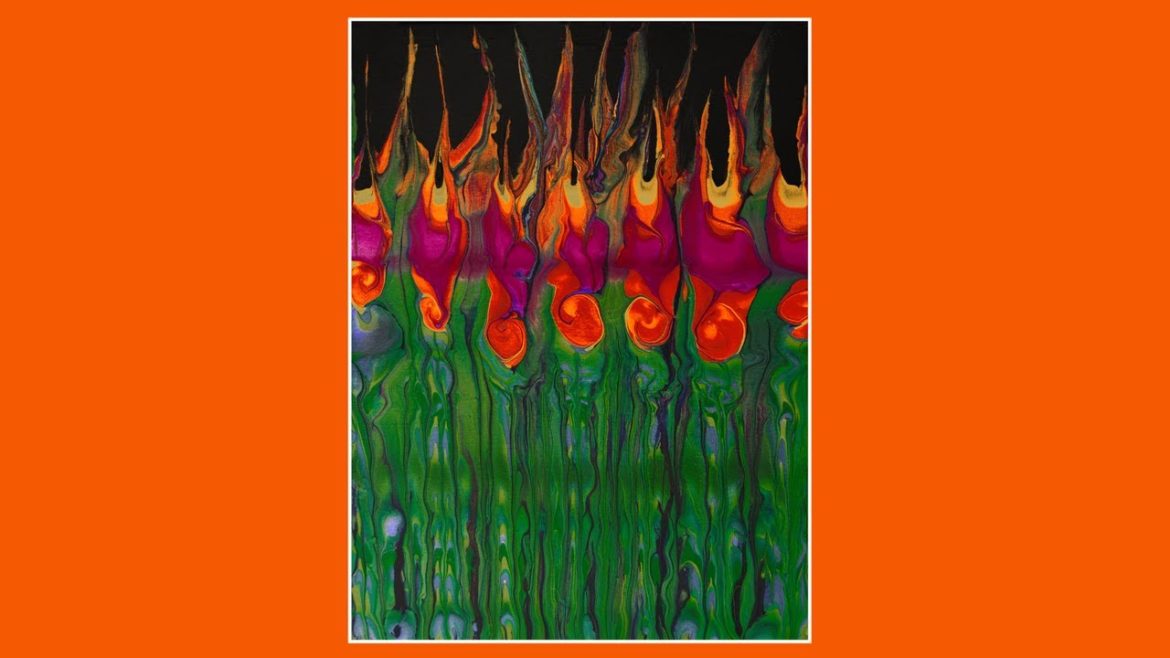 #8999 Disaster Averted Colorful Garden Colourarte Fluid Art 2022intuitive art