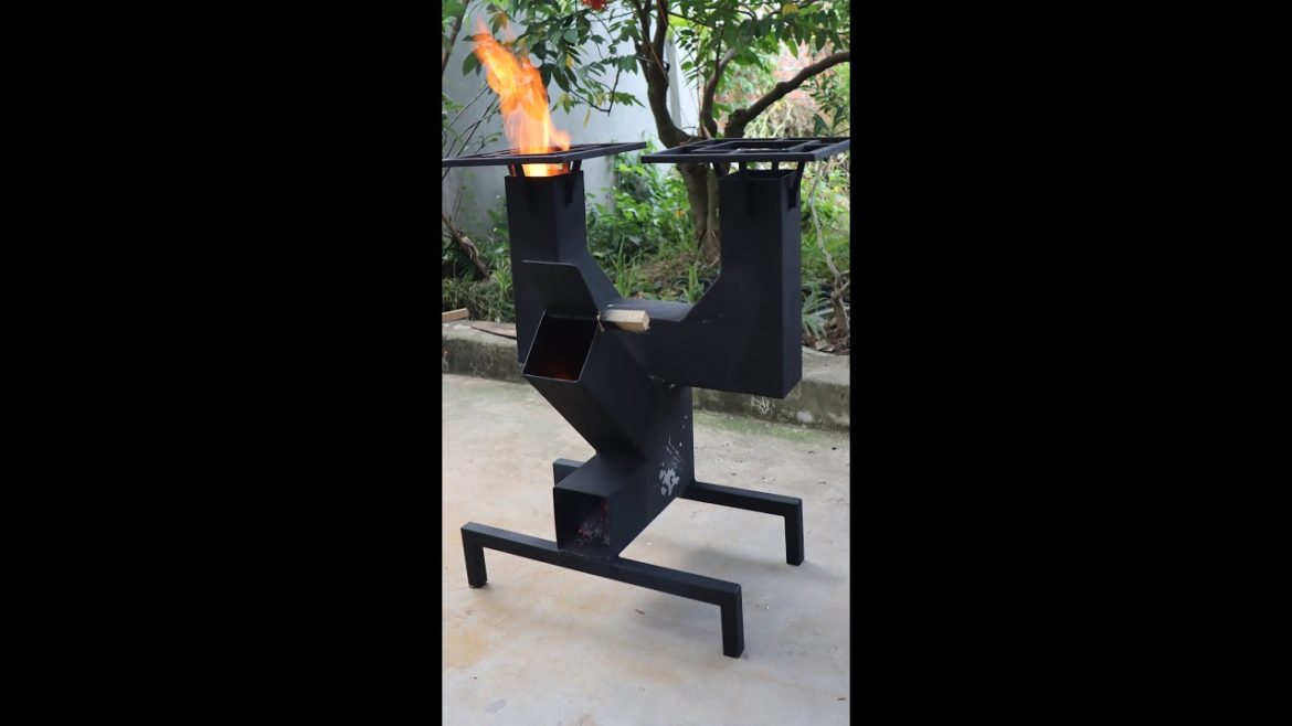 DIY wood stove from box steel (100x100) #shorts