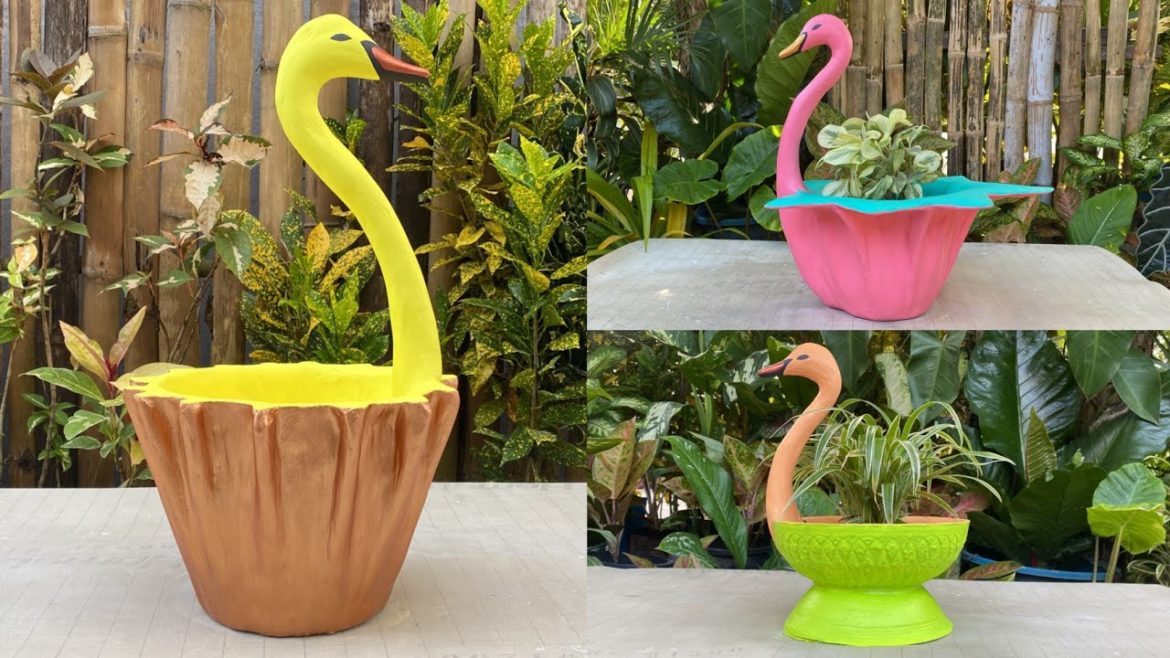 The 3 Shape Of Duck Flower Cement Pots - Home Garden Decoration Idea