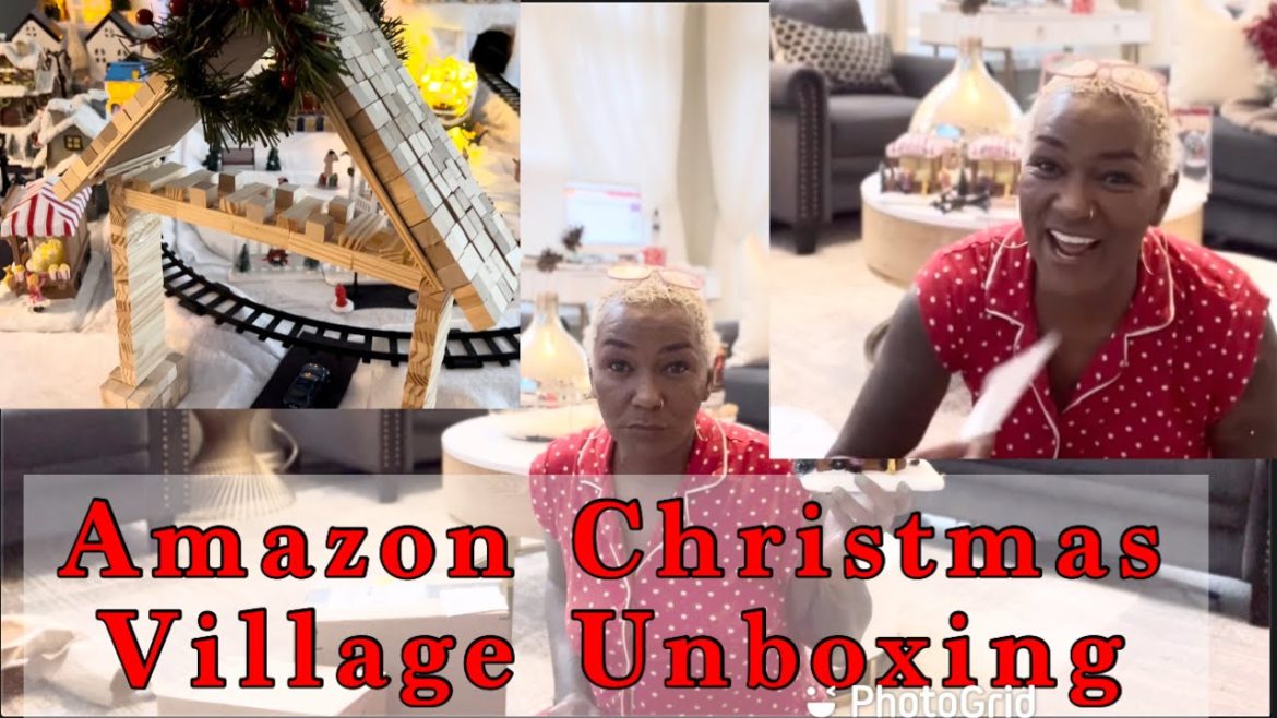 Amazon Christmas Village Unboxing || And Set up of Fabville Christmas Village