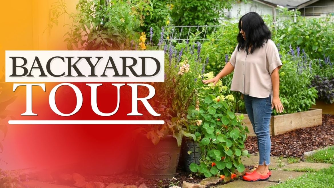 🌱☀️ BACKYARD GARDEN TOUR // Garden Fountain & Vegetable Garden