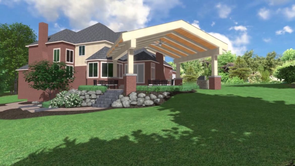 Backyard Landscaping - Patio Pavilion - Outdoor Kitchen - Dining Area