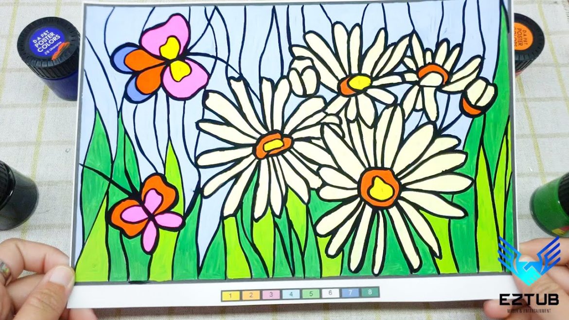 Watercolor tips for painting fragrant white chrysanthemum garden attracts butterflies