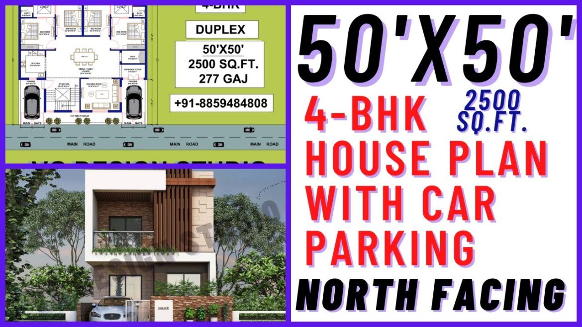 50'X50' 277 YARD HOUSE PLAN || 4 BED ROOM WITH CAR PARKING & BIG LAWN || 2D HOUSE PLAN || VG D S 50'X50' 277 YARD HOUSE PLAN || 4 BED ROOM WITH CAR PARKING & BIG LAWN || 2D HOUSE PLAN || VG D S