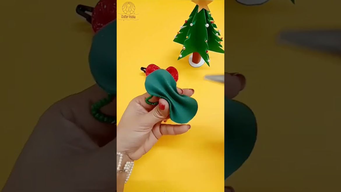 diy hair accessories 🎄 Christmas special #craftervishika #craftideas #asmr #youtubepartner #shorts