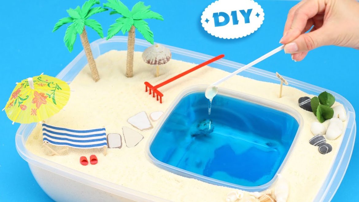 How To Make a Miniature Beach and Pool Zen Garden – DIY Stress-Relieving Desk Decoration