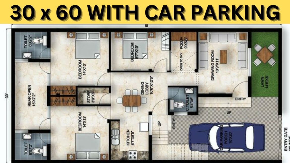 30 by 60 house Design |30x60 house design with car parking |200 Gaj House Design|Dream House Design|