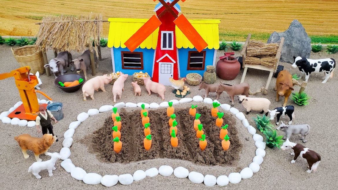 DIY how to make mini Farm House and Carrot Garden - Cow Shed - House of Animals - Animal Farm