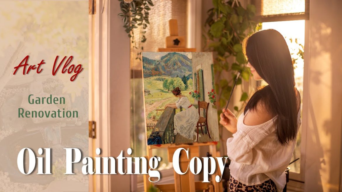 #14  Transform a  Corner of  My Garden | Copy Landscape Oil Painting | Calming Art Vlog