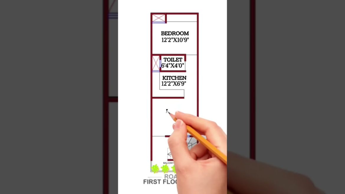 BEDROOM 12'2″X10'9″TOILET 6'4″X4'0″KITCHEN 12'2″X6'9 /tech with designing #shorts BEDROOM 12'2"X10'9"TOILET 6'4"X4'0"KITCHEN 12'2"X6'9 /tech with designing #shorts