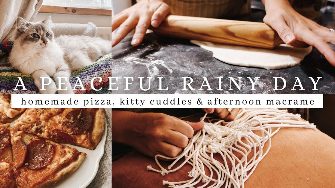 A Peaceful Rainy Day | homemade sourdough pizza, wrapping etsy shop orders & an afternoon of macrame
