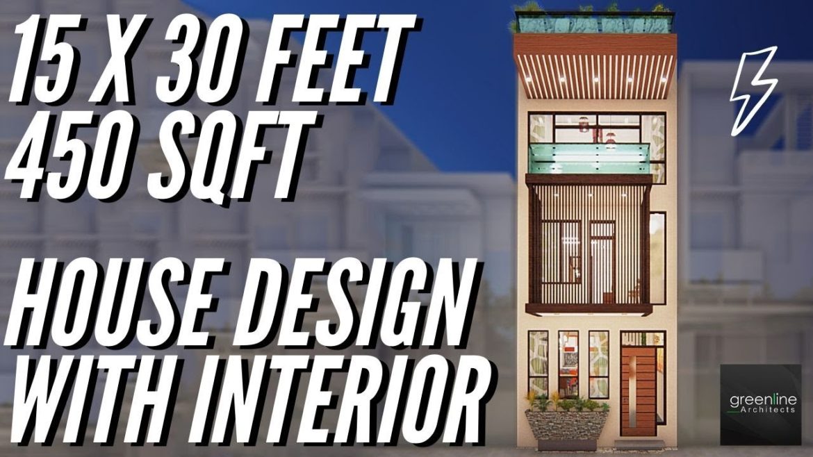 15X30 feet, 450 sqft House Design with Terrace Landscape Garden idea & Louvered Balcony  | ID-042