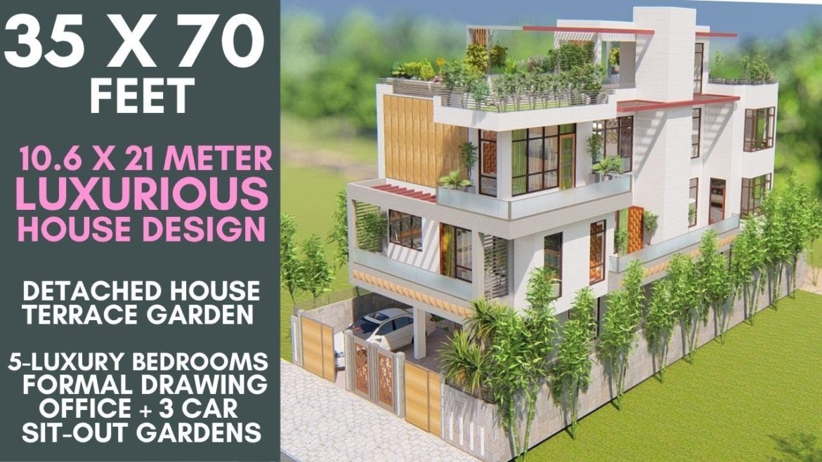35X70 feet Luxurious House Design with Lots of green spaces  | 10.5X21 Meter | ID-064