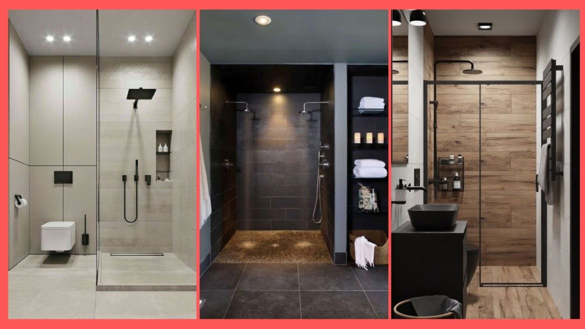 Modern shower design for small bathroom-Walk in shower-Curbless shower  bathroom accessories designs