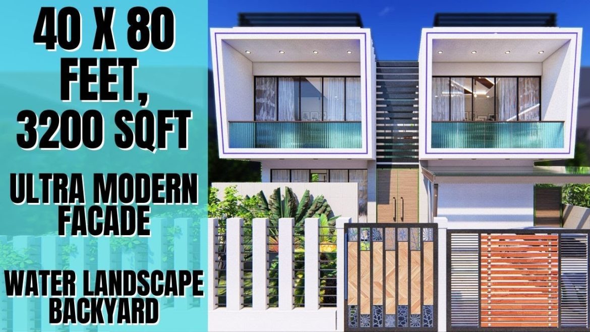 40X80 Feet, 3200 sqft House with Ultra-Modern Design & Interior | Water Backyard Landscape | ID-048 40X80 Feet, 3200 sqft House with Ultra-Modern Design & Interior | Water Backyard Landscape | ID-048
