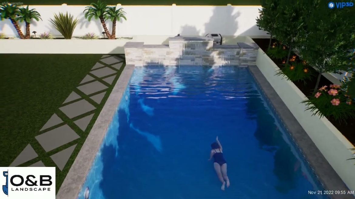 swiming pool and backyard landscape/hardscape