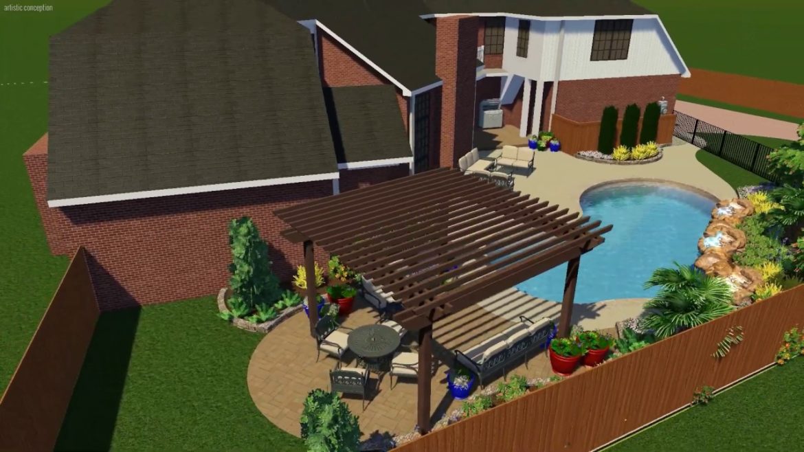 9 S Brokenfern Dr. The Woodlands Texas Backyard Landscape Design - Archer Services