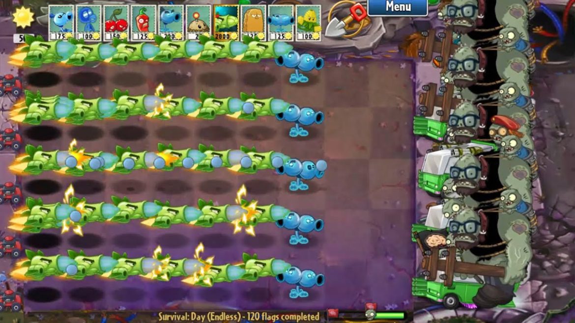 Plants vs. Zombies: Garden Warfare _ Gatling Pea & Split pea Vs 999999 Zombies in 124 Flags come out
