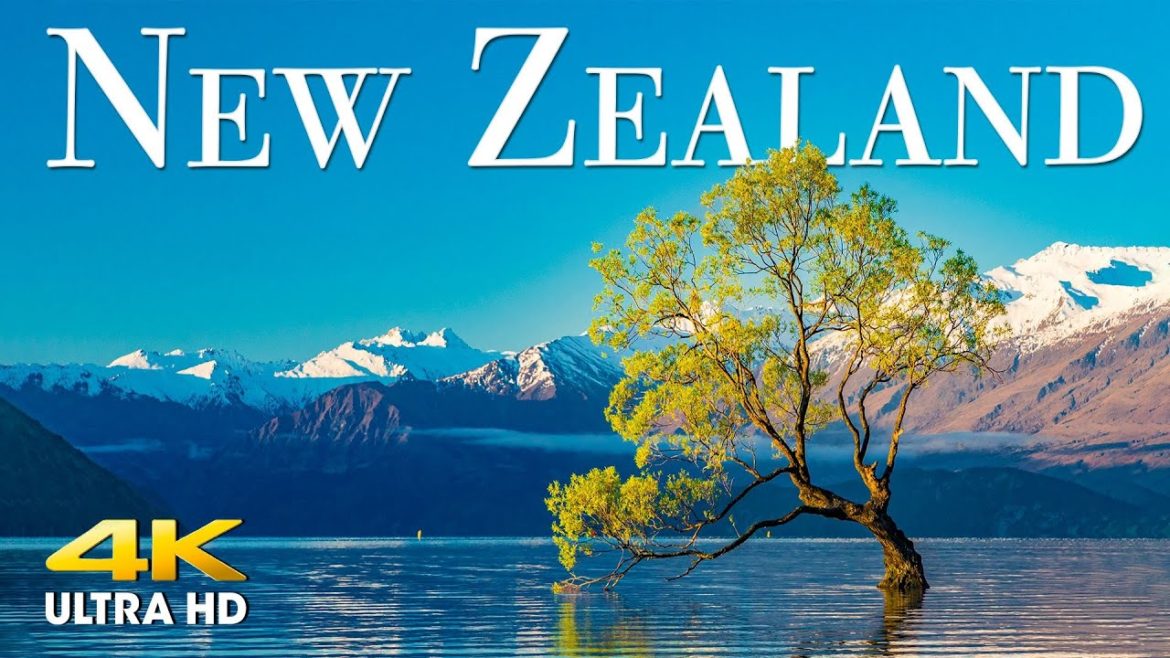 FLYING OVER NEW ZEALAND (4K UHD) - Calming Music With Spectacular Natural Landscape For Relaxation