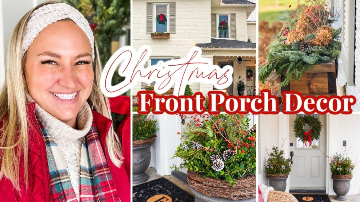 Christmas Front Porch Decorating Ideas | Decorate the Front Entry Pots + Window Boxes with Me! 🎄