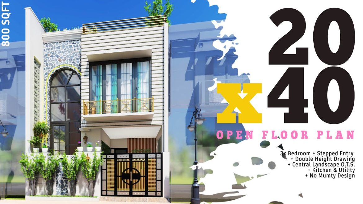 20×40 feet | 800 sqft | Duplex Classical Mix House with Stepped Entry | Internal Courtyard | ID-148 20x40 feet | 800 sqft | Duplex Classical Mix House with Stepped Entry | Internal Courtyard | ID-148