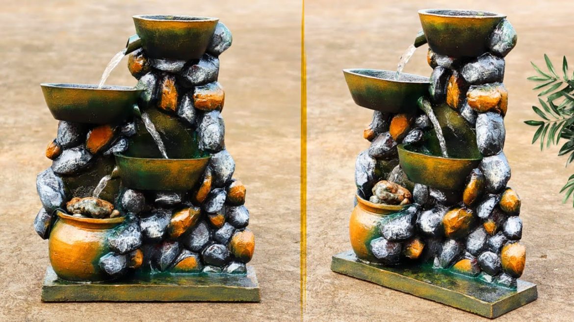 Awesome Making Stone Model Garden Waterfall Fountain | Best Homemade Cement Waterfall Fountains Awesome Making Stone Model Garden Waterfall Fountain | Best Homemade Cement Waterfall Fountains