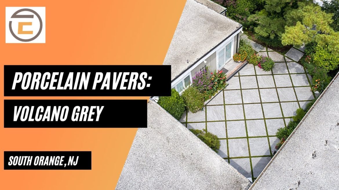 Volcano Grey Porcelain Pavers in NJ - Backyard Makeover, Landscaping Ideas