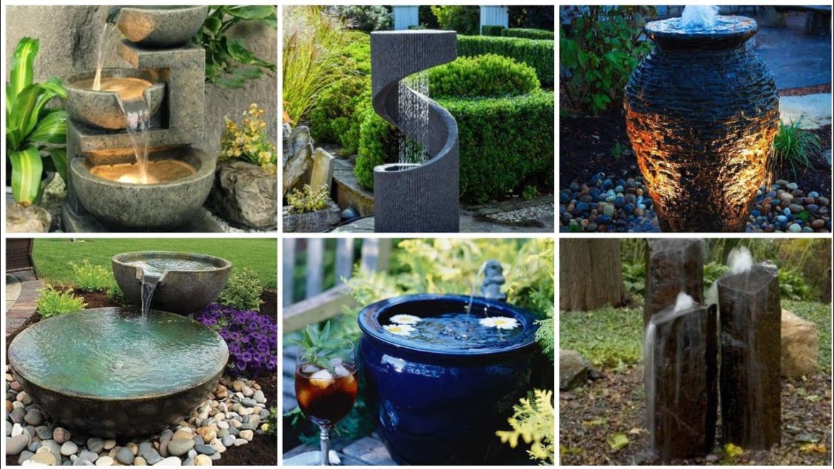 small fountain garden ideas//modern rock fountain design//#decorlife #gardenscape