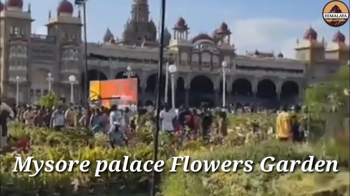 South India, Karnataka Mysore Palace, Maharaja architecture, colourful flowers garden Mogul palace,