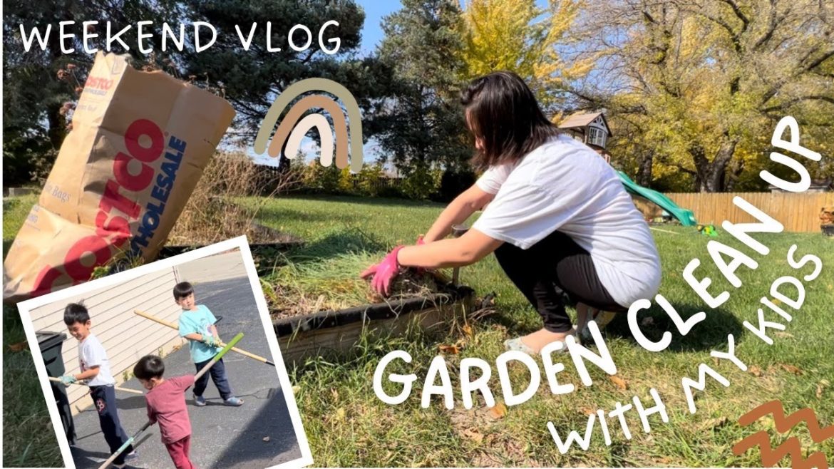 GARDEN CLEAN UP WITH KIDS | BACKYARD PLAY + CAR WASH | WEEKEND VLOG GARDEN CLEAN UP WITH KIDS | BACKYARD PLAY + CAR WASH | WEEKEND VLOG