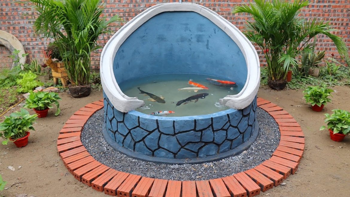 Garden Design | Setup Aquarium with cement and brick!