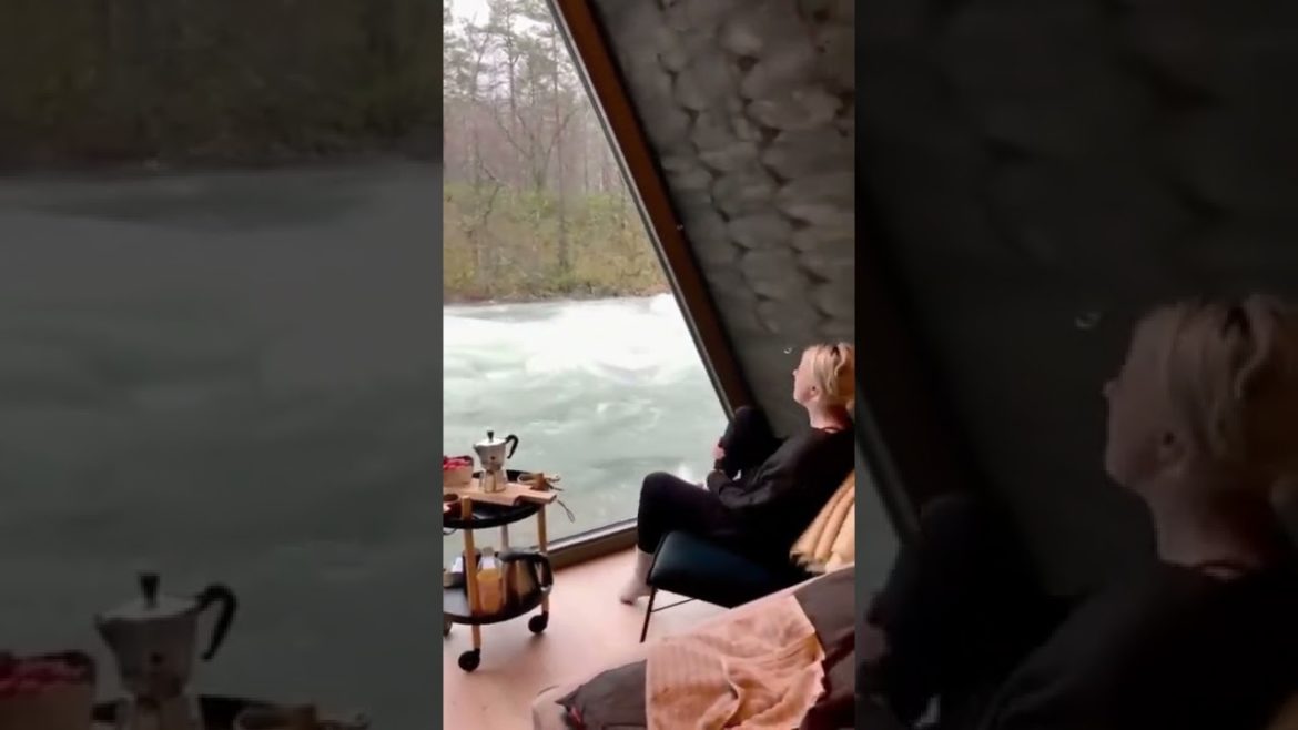 ENJOY A CUP OF COFFEE IN A TINY LAKE HOUSE #shorts