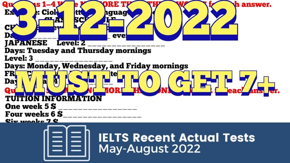 Ielts listening practice test 2022 with answers, recent actual  practice test | CLASS SCHEDULE