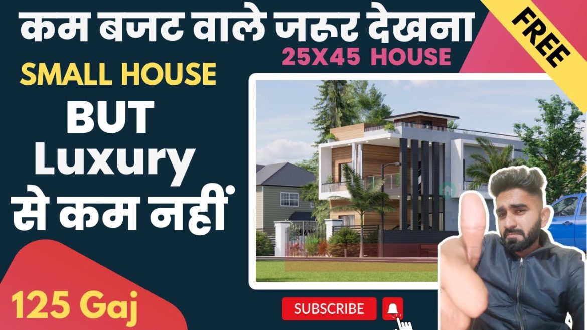 25x45 House Design 3D | 1125 Sqft | 125 Gaj | 3 BHK | Modern Design | Terrace Garden | 8x14 Meters