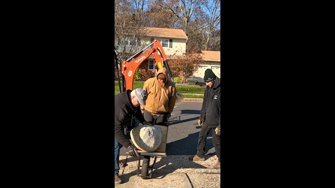 Regular wheelbarrow vs Power wheelbarrow moving large rocks  #shorts