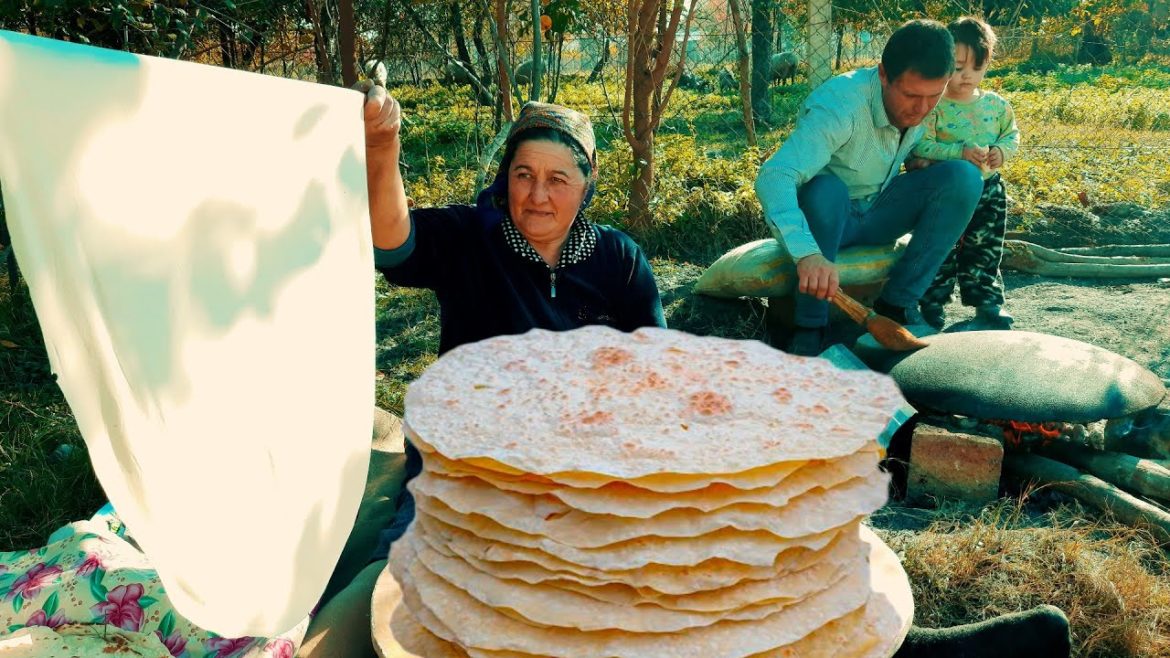Traditional Azerbaijan Kutabs With Edible Forest Greens - Granda Cooking İn The Village