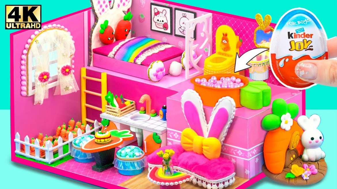 DIY How To Make Cute Pink Bunny Mini House for Rabbit Family ❤️ DIY Miniature Cardboard House # 206
